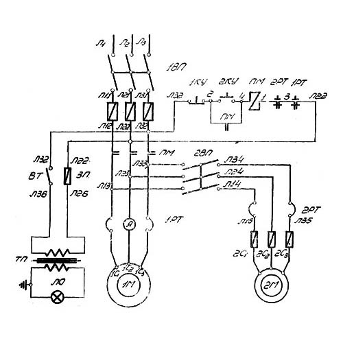 Принципова електрична схема токарно-гвинторізного верстата 1624М 1624М Схема електрична токарно-гвинторізного верстата